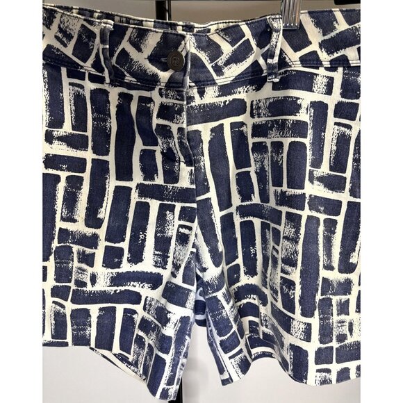 The Limited Womens Navy White Geometric Tailored Abstract Shorts Welt Pockets - Picture 2 of 11
